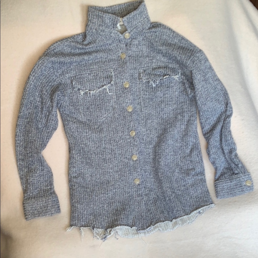 Bohme Gray Shacket Button Down Long Sleeves Size Small